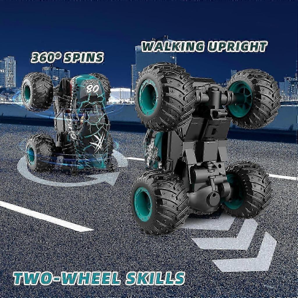 SBSG 2.4Ghz RC Monster Truck Toys for Boys, 1:20 Dinosaur Remote Control Car with Lights & Music, Stunt 360 Spin Walk Truck