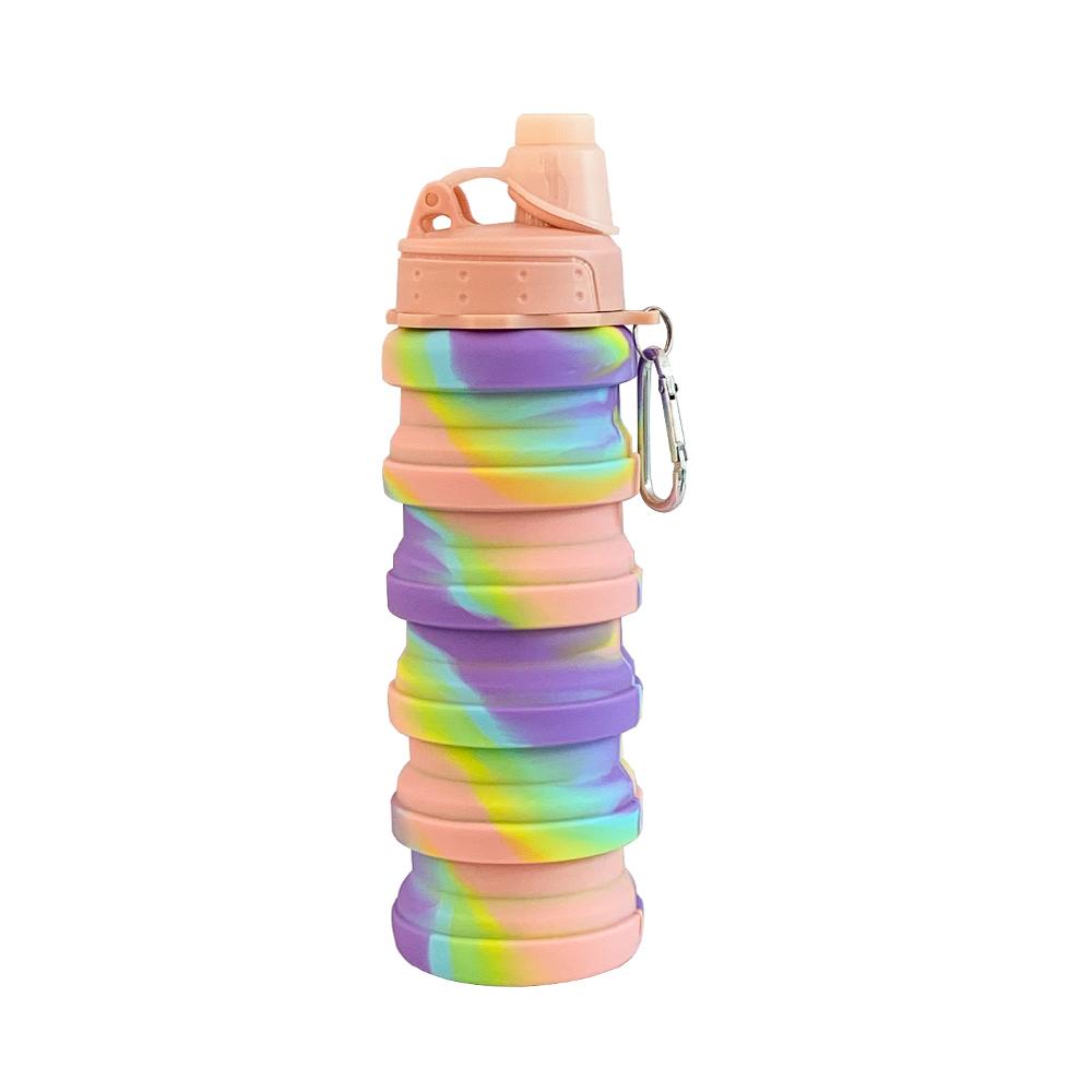 Wholesale Food Grade Collapsible Silicone Cup 500ml Folding Sport Water Bottle Retractable Travel Drink Bottle with Lid for Gift 0.5L