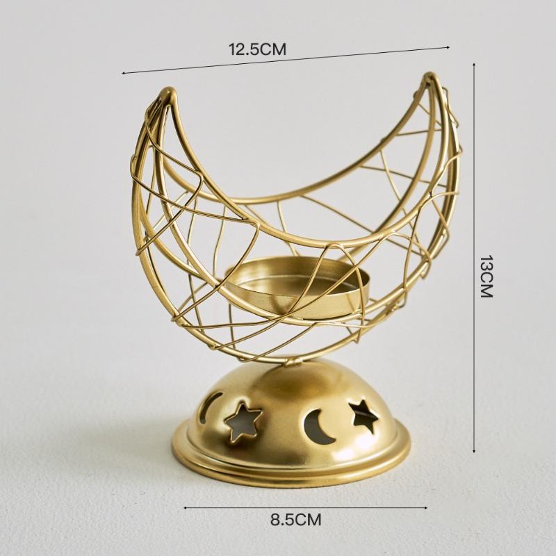 Handheld Crescent-shaped Metal Incense Burner Golden Living Room Desktop Incense Burner Decoration
