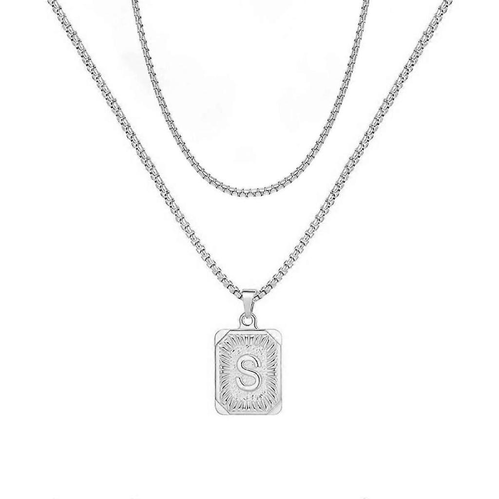 LN001:Initial A Z Letter Pendant Necklace Mens Womens Capital Letter Yellow Gold Plated Stainless Steel Box Chain