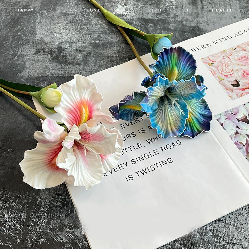 45cm Short Branch 2 Iris EVA Texture Simulation Flower Natural Wind Oil Painting Color Fake Flower Home Decoration