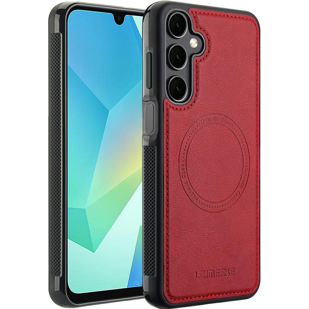 LC.IMEEKE For Samsung Galaxy A55 5G Magnetic Case Compatible with MagSafe Leather+TPU Back Cover