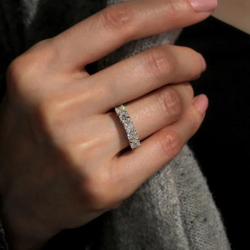 Huitan Fashion Contracted Half Square CZ Rings for Wedding  Color Temperament Finger Rings Party Statement Jewelry