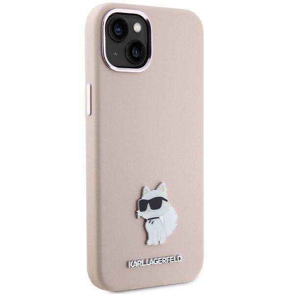 Karl Lagerfeld Klhcp15Msmhcnpp Iphone 15 Plus / 14 Plus 6.7 Różowy/Pink Silicone Choupette Metal Pin