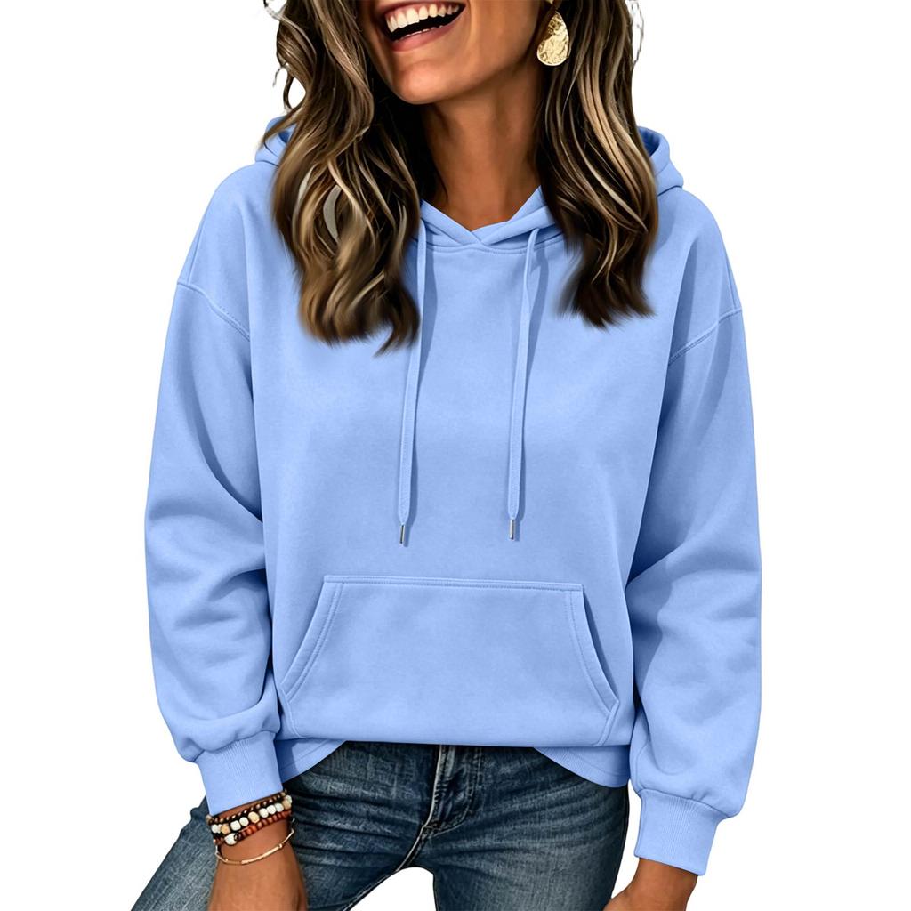 Felpa Casual da Donna Colore Spalle Cadenti Manica Lunga Pullover