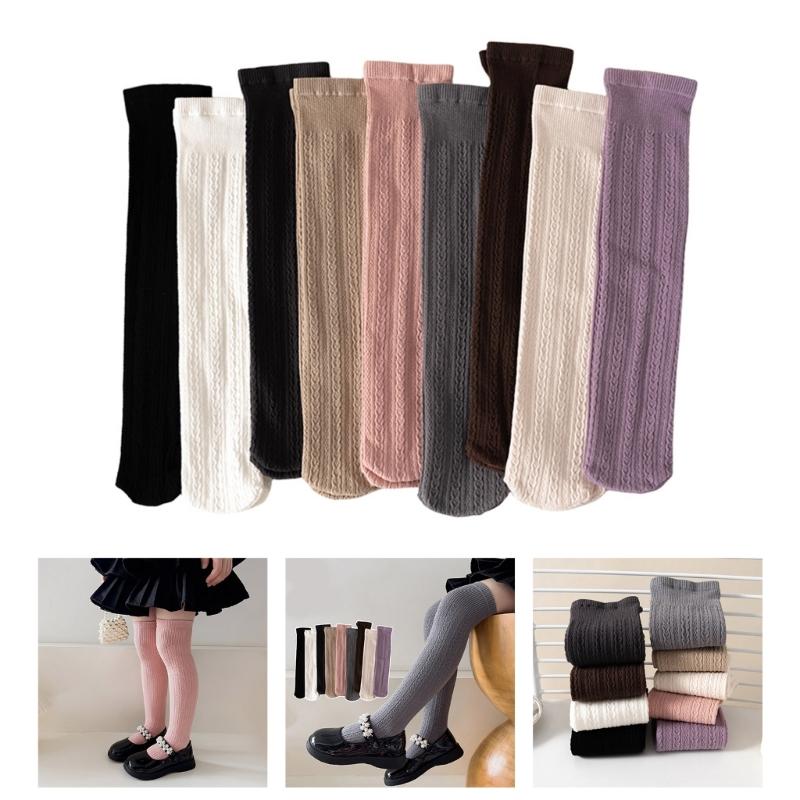 Stylish Children's Knee High Socks Soft and Breathable Above Knee Stockings Solid Non Slip Thickened Bottom Warm Socks