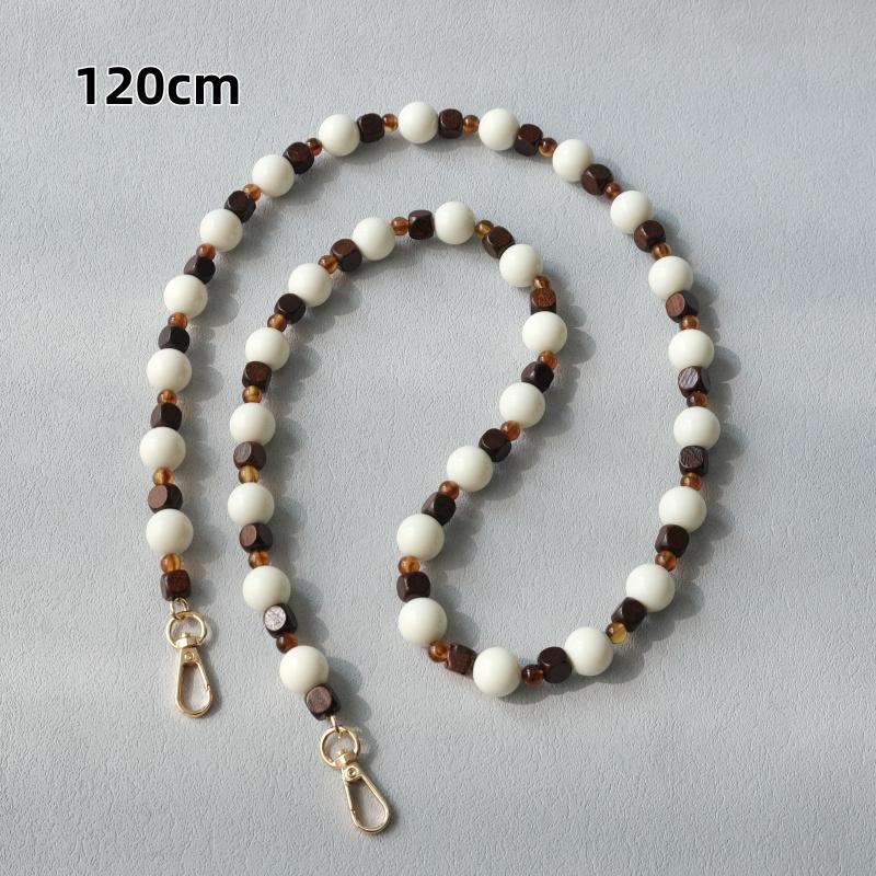 Neue Mode Damen Tasche Accessoire Abnehmbare Holzperlenketten Niedlicher Acryl Luxus Riemen Damen Elegante Tasche Schultergriff Kette