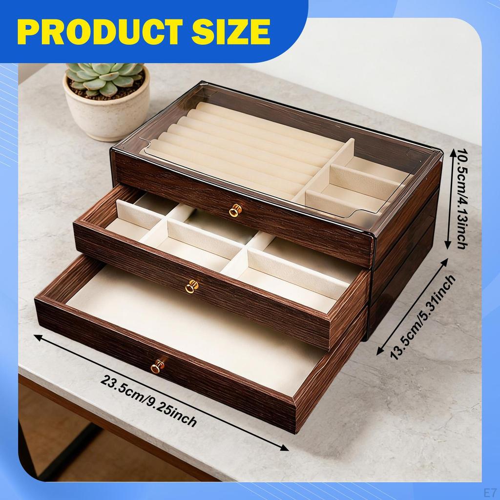 Box, Versatile In Its Use, with Soft Lining And Compartments, Including A Tray for Necklaces, Rings