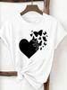 (Asian Size) Print Tee Top Women Woman Fashion Clothing T Shirt  Female Sweet Butterfly Style Short Sleeve Graphic T-shirts
