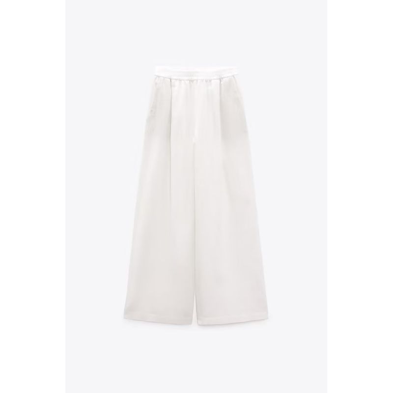 Spring New Lazy Wind Stretch Waist Wide Leg Pants Linen High Waist Wide Leg Pants 7818708
