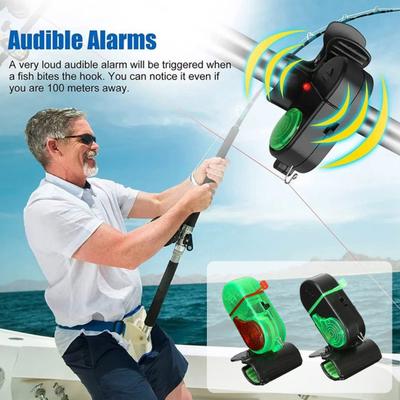 Lampada Avvisatore di Abboccata da Pesca con Clip 80dB Luce di Allarme per Canne da Pesca Notturna