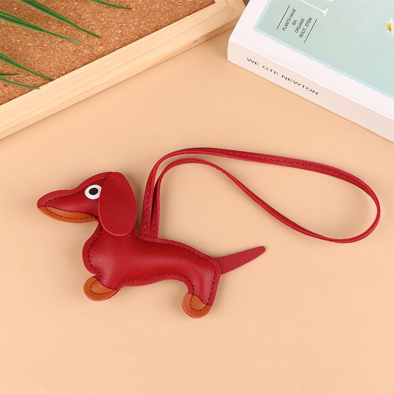 1Pc Men'S Car Dachshund Keychain Pu Leather Dog Keychains  For Women