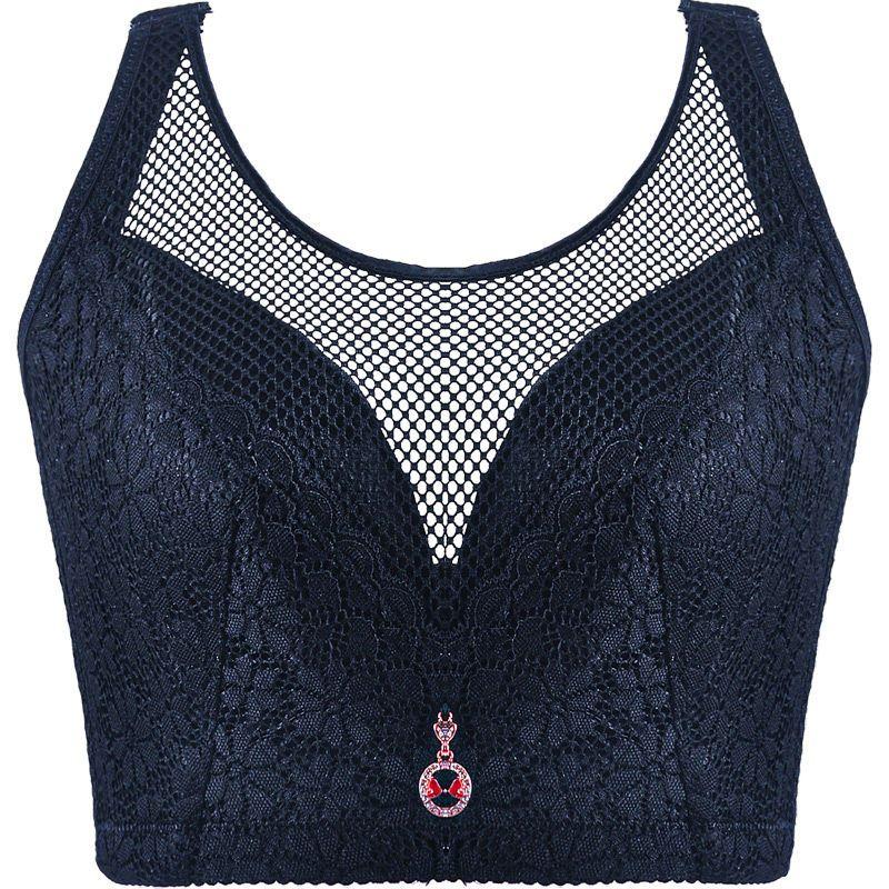 Sexy Push Up Bras Women Plus Size Bra 34-52 C D E Thin Gathered Wireless Brassiere Underwear Embroidery Floral Bralette Female