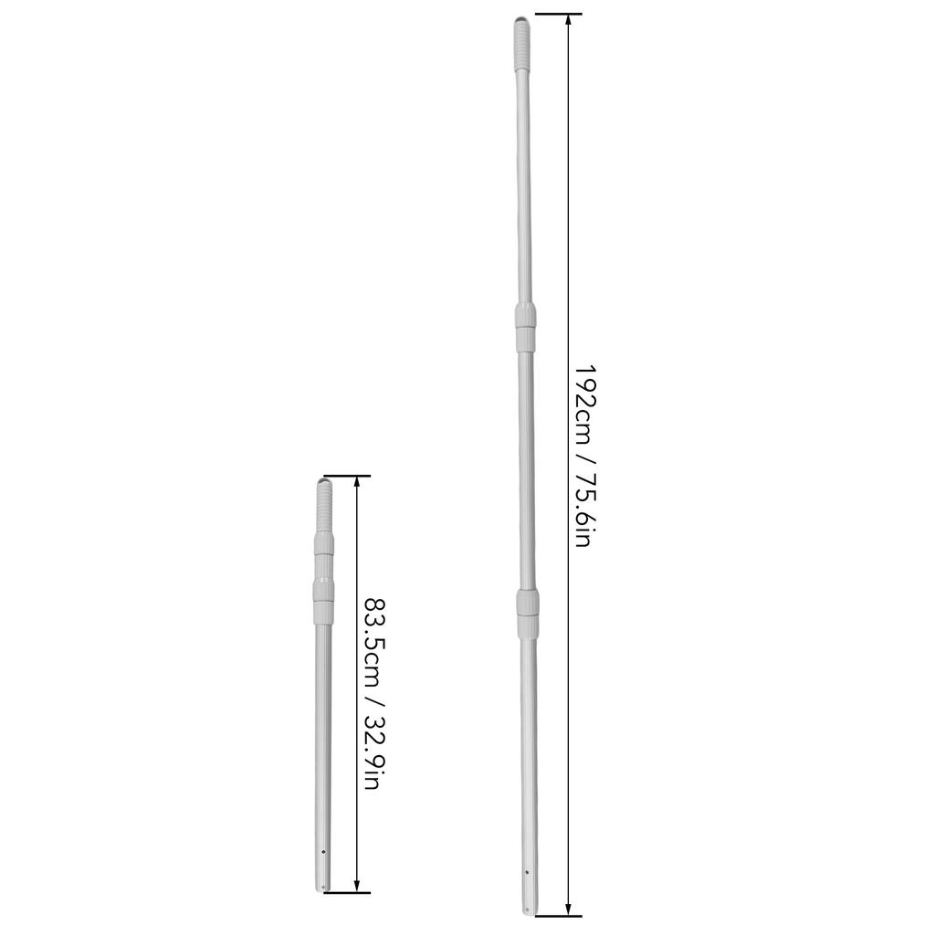 Telescopic Swimming Pool Pole, Aluminum Alloy Pool Cleaner Rod with Non Slip Grip for Skimming Net Rakes Brushes, Stretched Length 192cm
