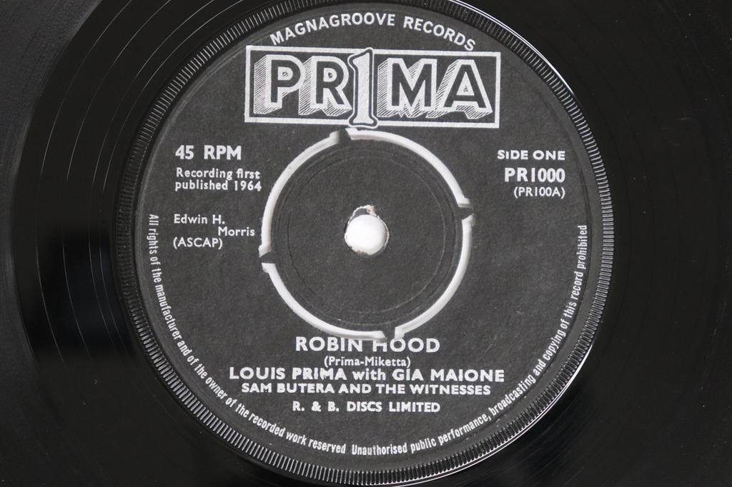 7inch Record LOUIS PRIMA, GIA MAIONE, SAM BUTERA - Robin Hood / Angelina PR1000 PRIMA MAGNAGROO 1964 UK Jazz Used