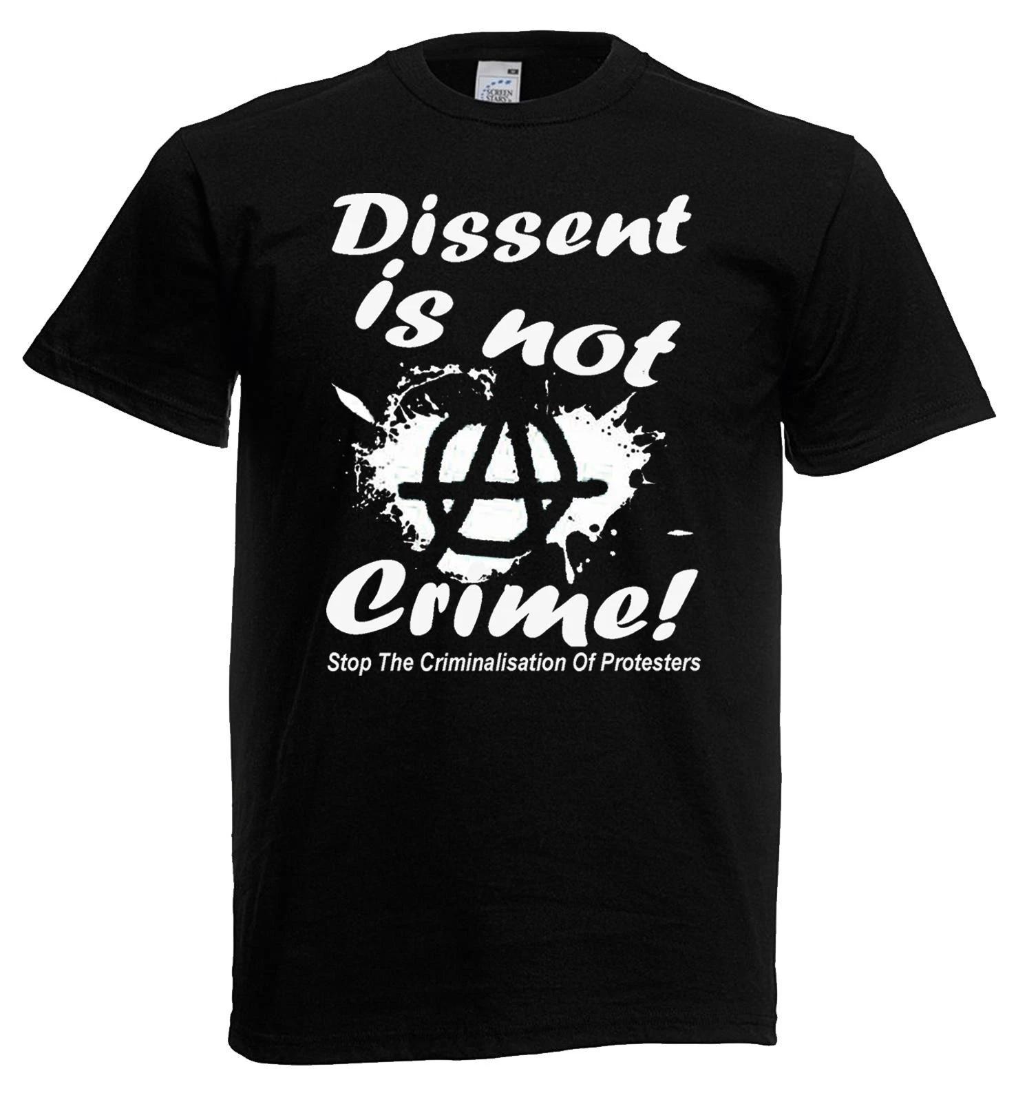 Adults Dissent is Not a Crime Stop The Criminalisation Unisex Black 100% Cotton T-shirt Mens Tees Top S