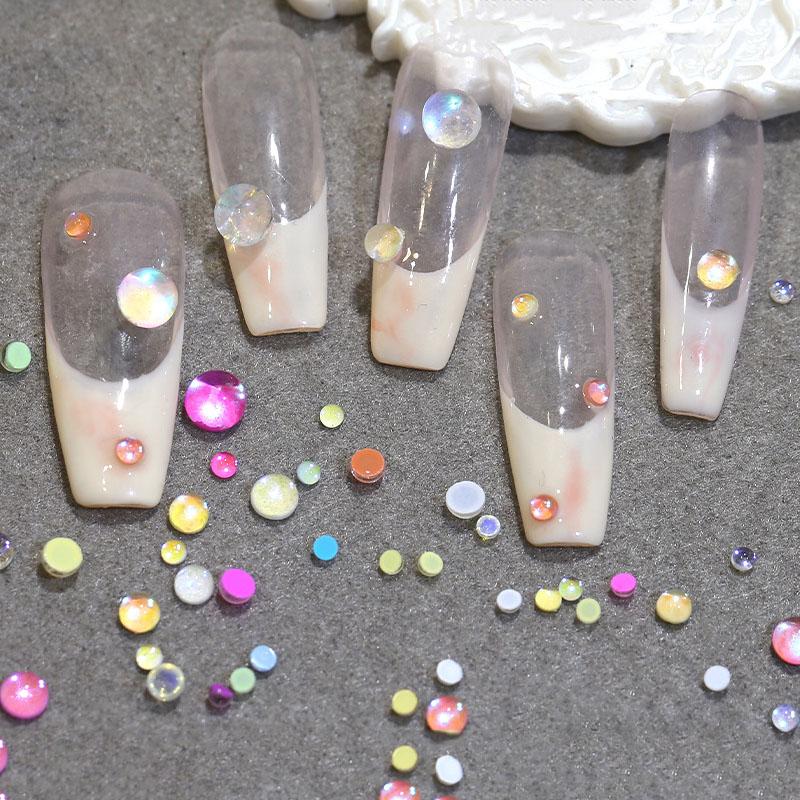 100 Stück Gemischte Größe Aurora Meerjungfrau Perlen Nailart Dekoration Sommer Teile Bunte Macaron Blasenperlen Nagelanhänger DIY Maniküre