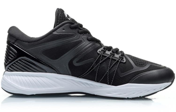 Li Ning Cushioning Slip Resistant Abrasion Resistant Low Top Running Shoes Men's Black White ARHP233-1
