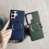 Solid Color Leather Slim Magnetic Case For Samsung S25 Ultra S24 FE S23 Plus A56 A16 A36 A26 TPU Hybrid Soft Shockproof Wireless Charge Phone Cover