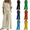 Women's Two Piece Casual Lounge Set Short Sleeve Loose Top Wide Leg Pants Lightweight Soft Fabric Comfortable Fit Summer Outfit