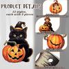 Halloween Wood Ornament for Tree Vintage Hanging Decoration Pumpkin Witch Black Cat Wooden Cutouts for Halloween Home Party Decor
