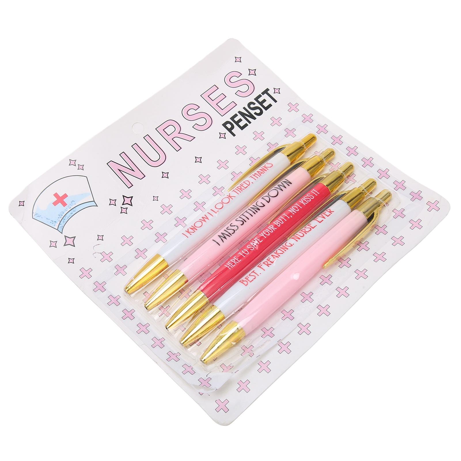 

Набор из 5 ручек для медсестер с металлическим зажимом, плавно пишущие, перо 3,5 мм, удобные для удержания портативные шариковые ручки