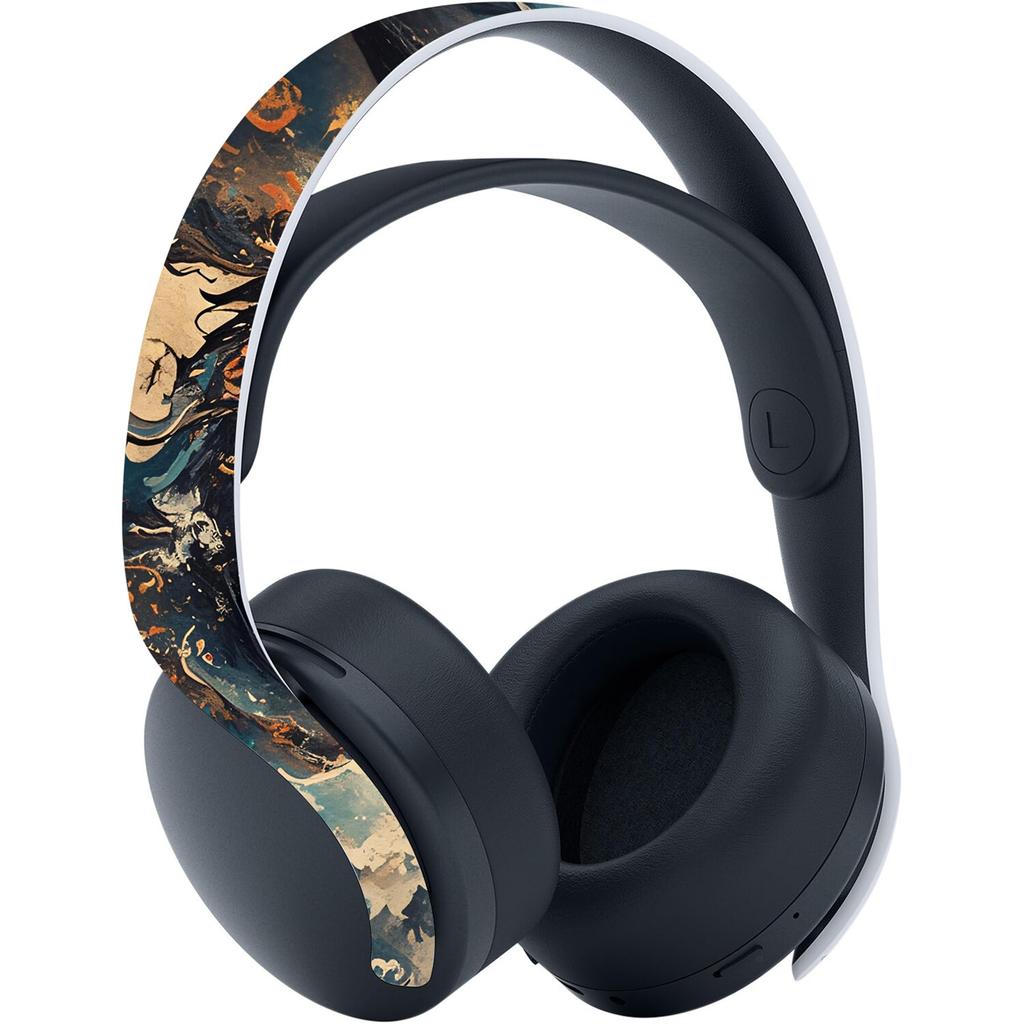 PlayVital Tempest Dragon vinyl stickers for the PS5 console (disc version), PS5 controller, headset, remote, and charging station.