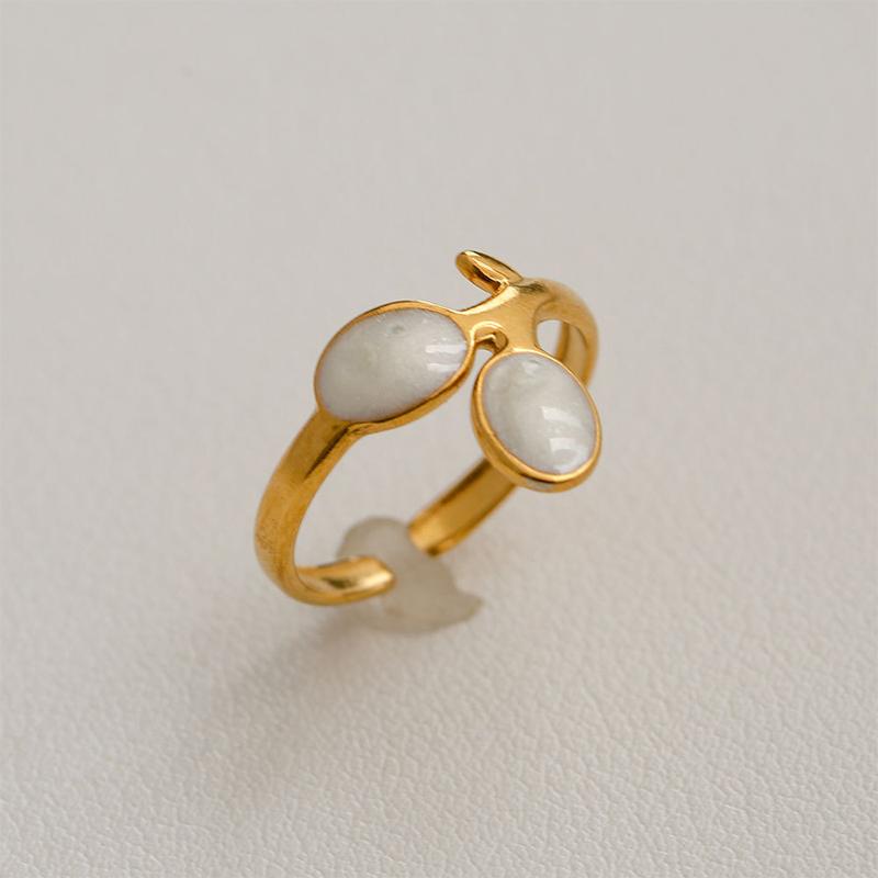 Stainless Steel French White Enamel Rings For Women Drip Glaze Romantic Elegent Girl Ring Daily Wear Sweet Y2K Jewelry No Fading