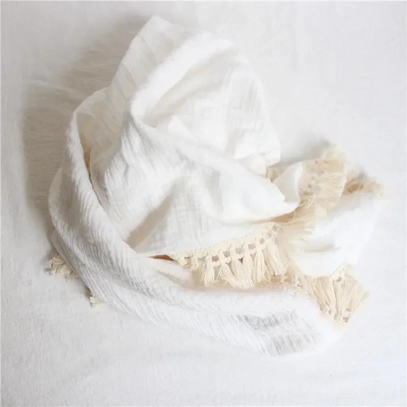 Baby Double-layer Gauze Tassel Cover Blanket, Baby Pure Cotton Windproof Shawl, Holding Blanket, Children's Bath Towel