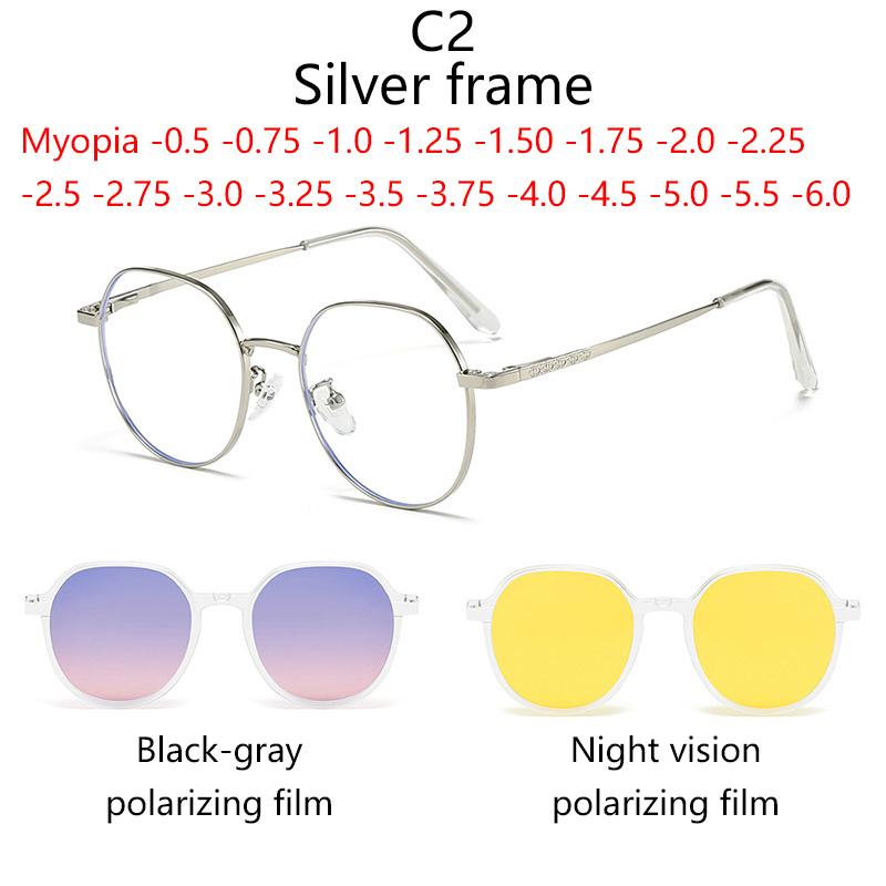 

Myopia 3 In 1 Multifunctional Polarized Clips -0.5 To -6.0 Magnetic Metal Clip Sun Glasses Prescription Irregular Can Custom 0