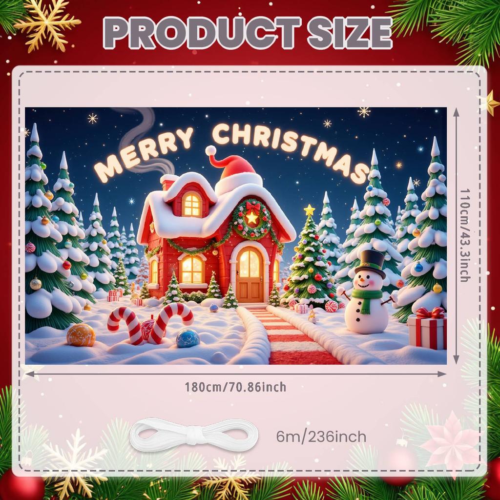 Christmas Backdrop Festive Garland Xmas Display Xmas Backdrop Santa Hat Accent Merry Christmas Banner For Photo Shoot Festive