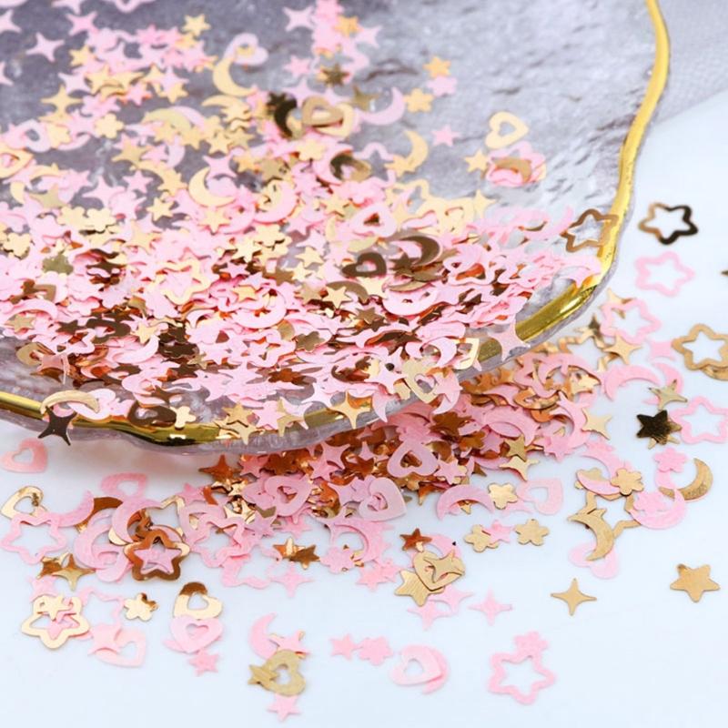 Pink Nail Glitter Sequins Decals Moon Star Heart Paillettes Resin Mold Filler Flower Petals Paillettes Decorations