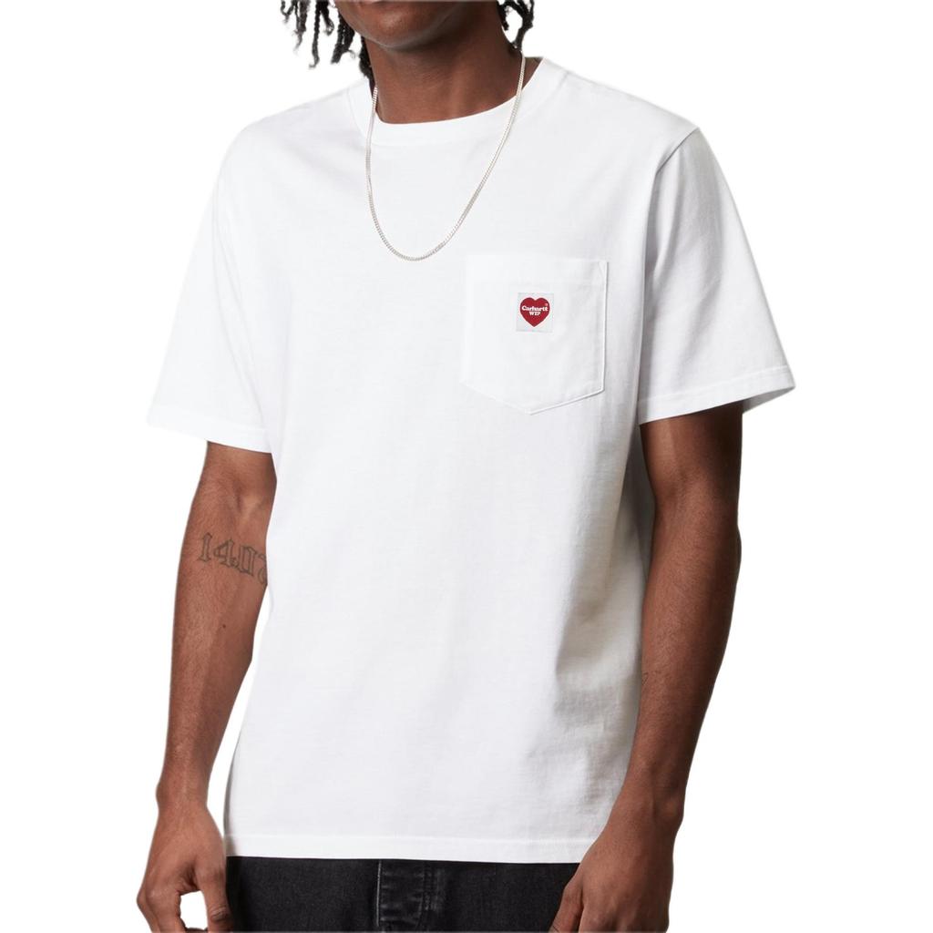 Carhartt WIP Heart Embroidery Loose Fit Crew Neck Short Sleeve T-Shirt Men Tops White I032128-1WZ-XX