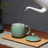 200ml Green Glaze Kiln Change Ceramic Mug with Lid Water Cup Coffee Cup