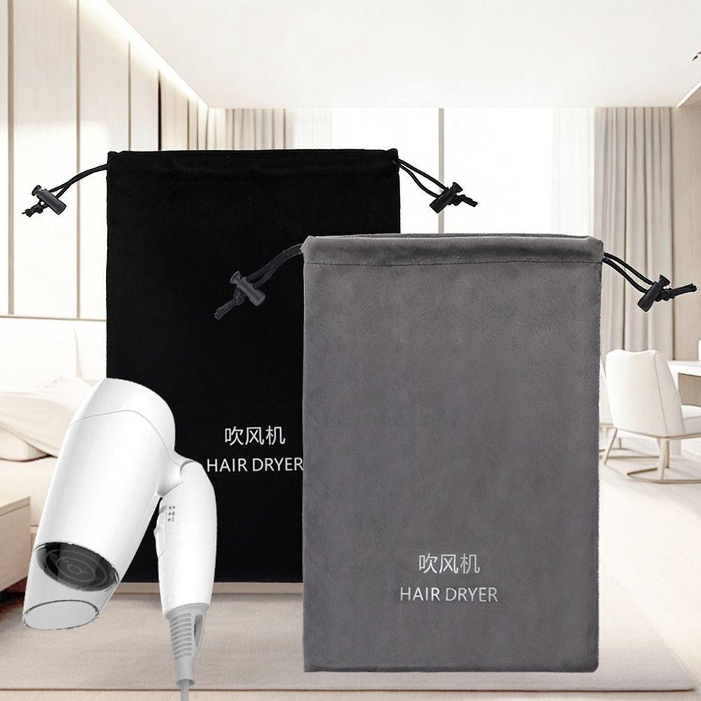 Flannel Hair Dryer Storage Bag Foldable Dustproof Hair Curler Protective Cover Soft Large Capacity Drawstring Carrying Case