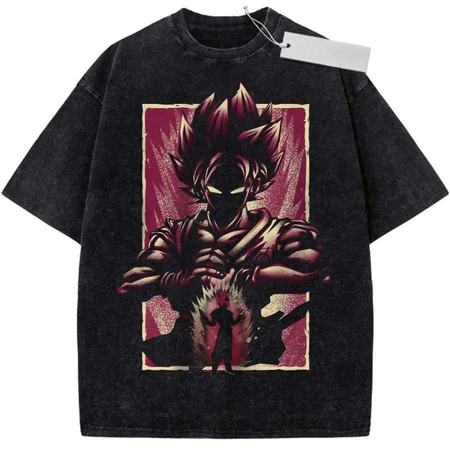 Unisex Washed Black Vintage Tshirt Demon Slayer Shinobu Kocho Highquality Fabric for Home Leisure Travel Shopping