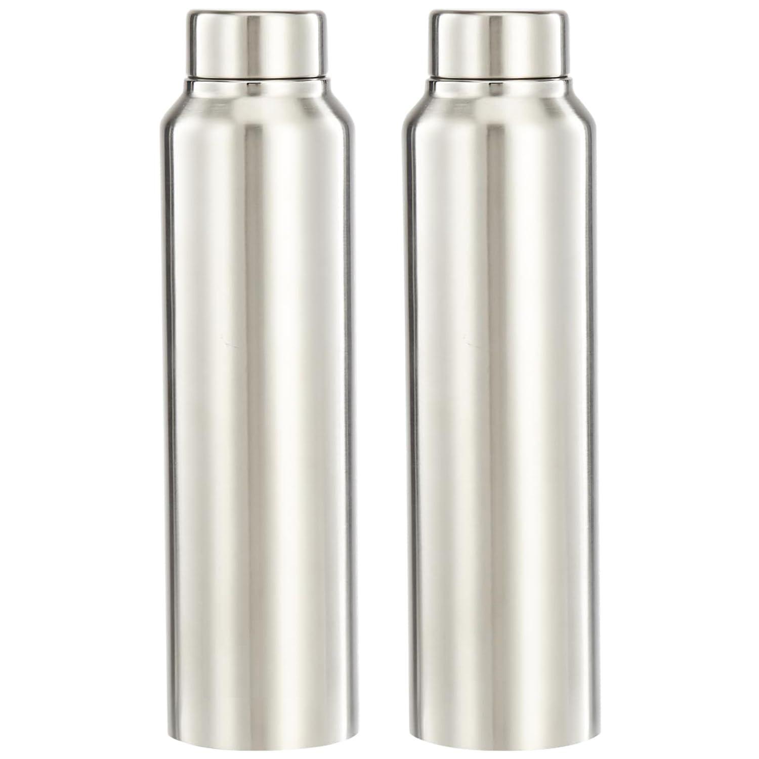 

Бутылка для воды из нержавеющей стали (Упаковка из 2 шт.) | Одобрено BIS | 900 мл (Отделка из серебристой стали)