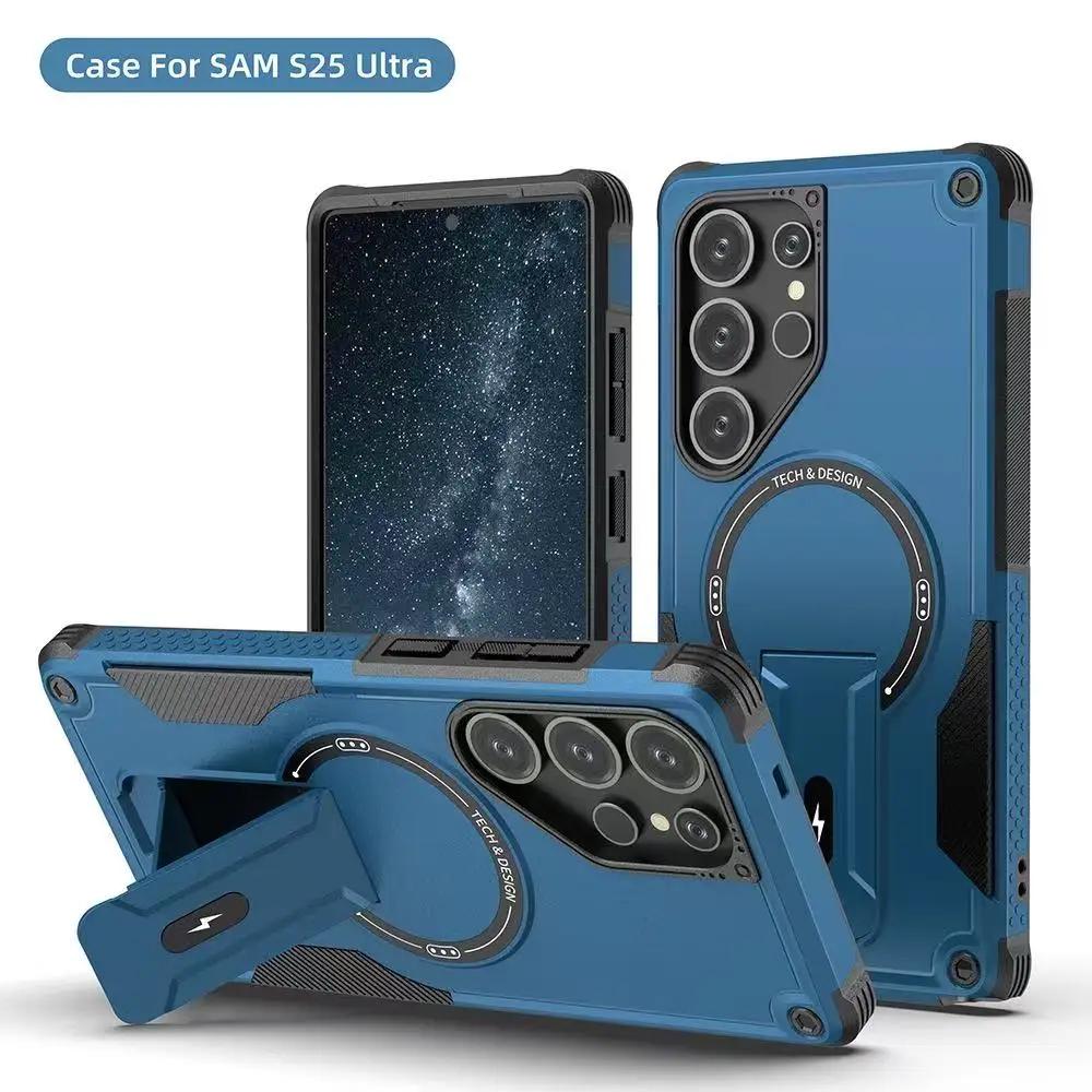 Armor Magnetic Case for Samsung Galaxy A56 A36 A26 A06 A05S A15 A14 5G4G S25Ultra Plus Magsafe Wireless Charge WIth holder Cover