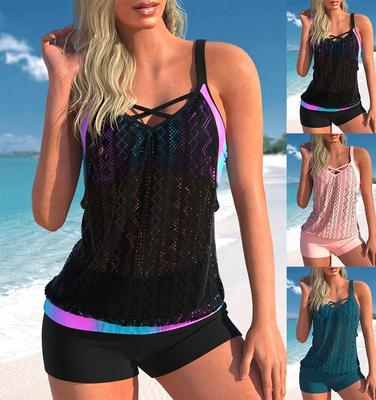 Neues hochelastisches Bikini-Set für den Sommer mit ausgehöhltem Design, 3D-gedrucktes zweiteiliges Set für den sexy Strandbadeanzug für Damen, S-6XL