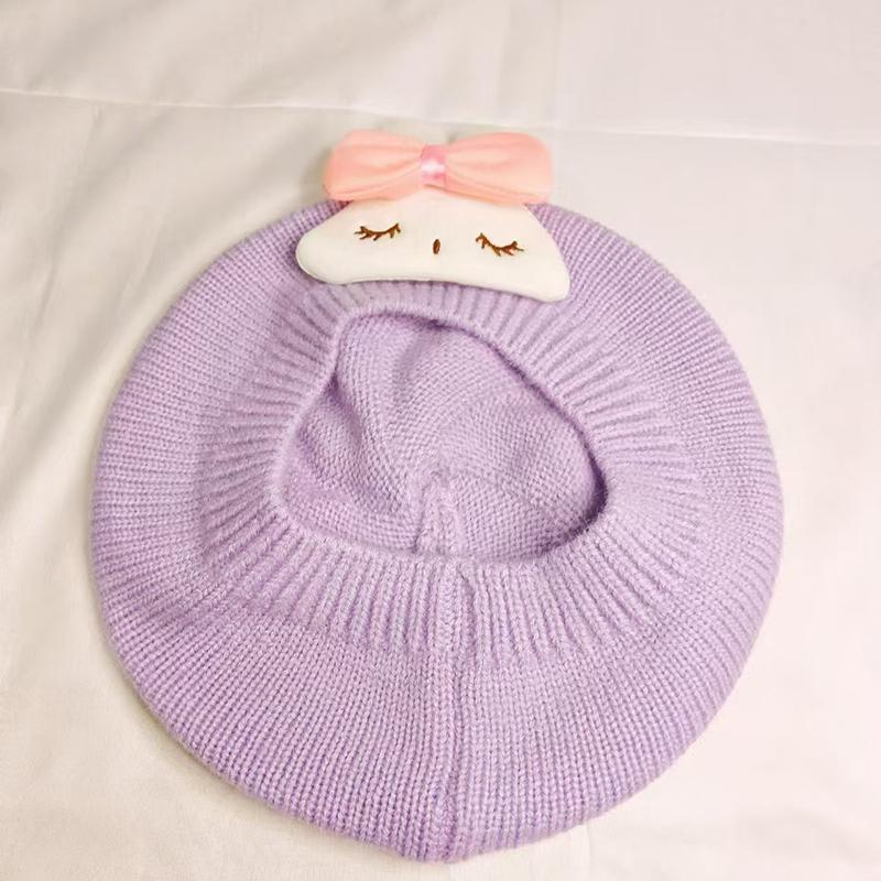 Słodki kreskówka królik dziecko beret czapki miękkie niemowlę maluch beret czapki jesień zima jednolity kolor kapelusz słodkie ciepłe dzieci czapki prezenty
