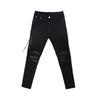 European and American High Street Style Biker Pu Leather Patch Stretch Skinny Jeans Hip-Hop Black Slimming Versatile Long Pants