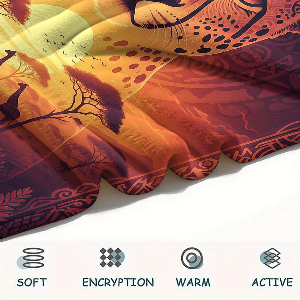 1Pc Grasslandanimals Print Flannel Blanket, High quality Comfortable for All Seasons, Home Decor, Warmth and Comfort, Perfect for Christmas Gifts