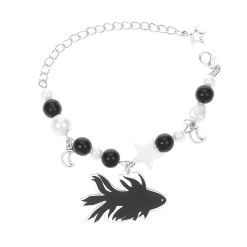 Women Bracelet Punk Style Hollow Star Beads Decor Guitar Pendant Friends Bracelet Adjustable Extended Chain Bracelet