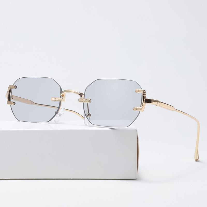 Innfatningsløse solbriller Rektangel Mote Populære kvinner Menn Skygger Små firkantede solbriller For Kvinner Mann Sommer Reiser Oculos