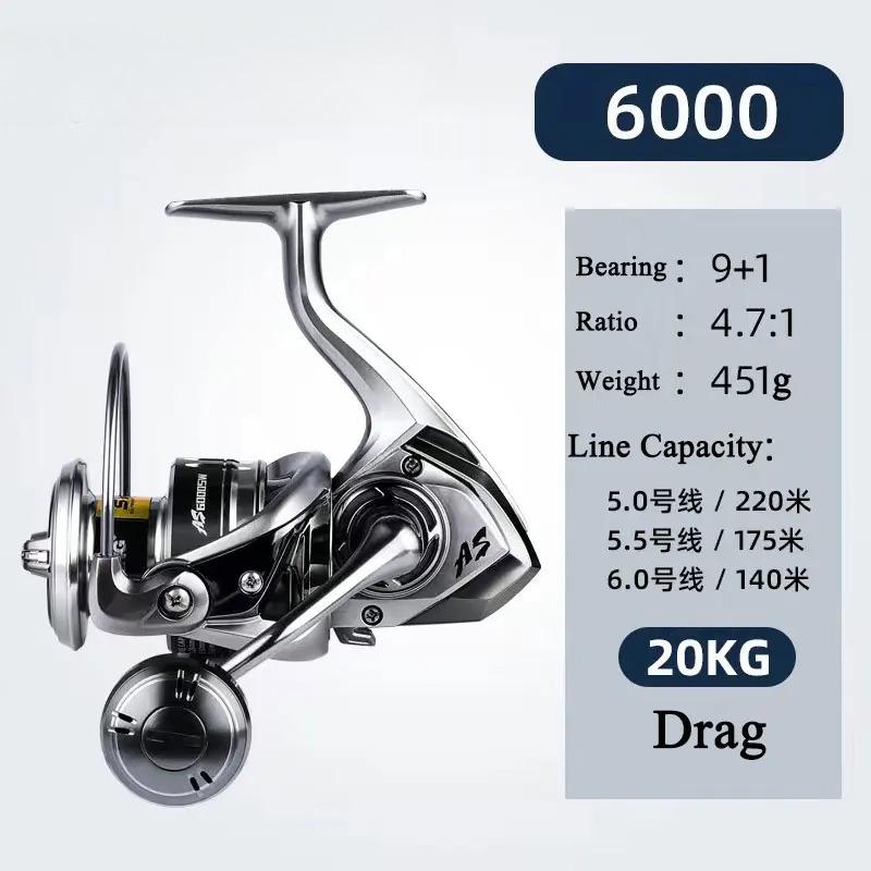 Portable Lure Spinning Reel with 9+1 Stainless Steel Bearings Sea-resistant Long-casting Reel for Sea Fishing Spinning Fishing Reel Left/Right Hand