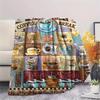 1Pc Coffee Print Flannel Blanket, High quality Comfortable for All Seasons, Home Decor, Warmth and Comfort, Perfect for Gifts
