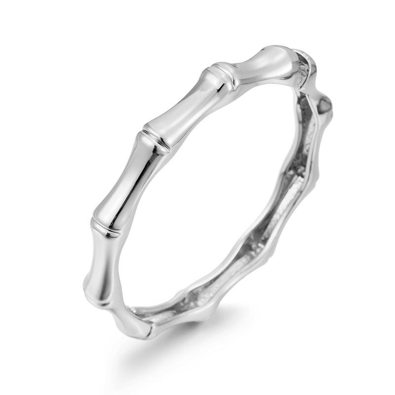 Gold-Plated Bamboo Bangle - Versatile Open Design for Women, European & American High-End Jewelry.