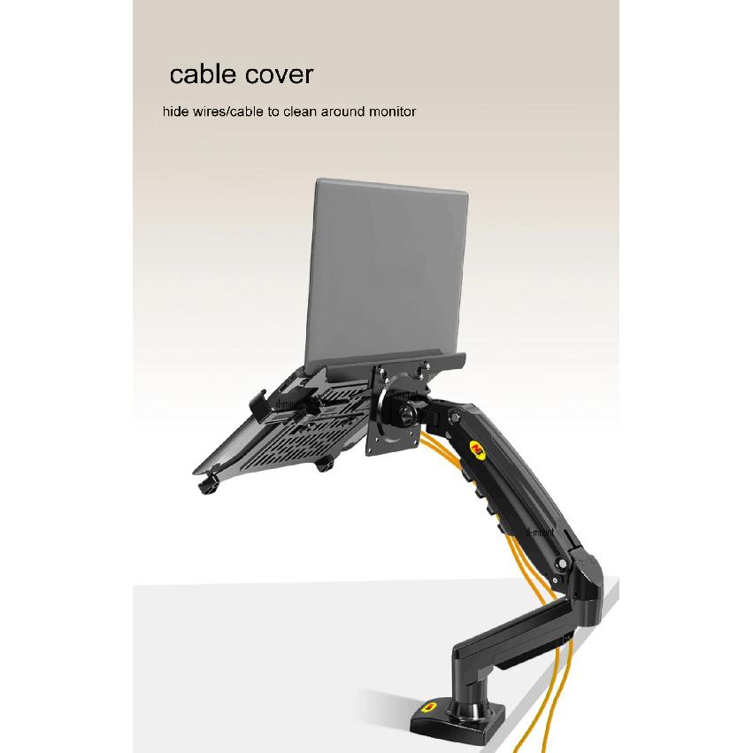 NB F80 with Laptop tray for 10"-17" laptop pad notebook desktop stand gas spring long arm full motion tilt clamp grommet hole