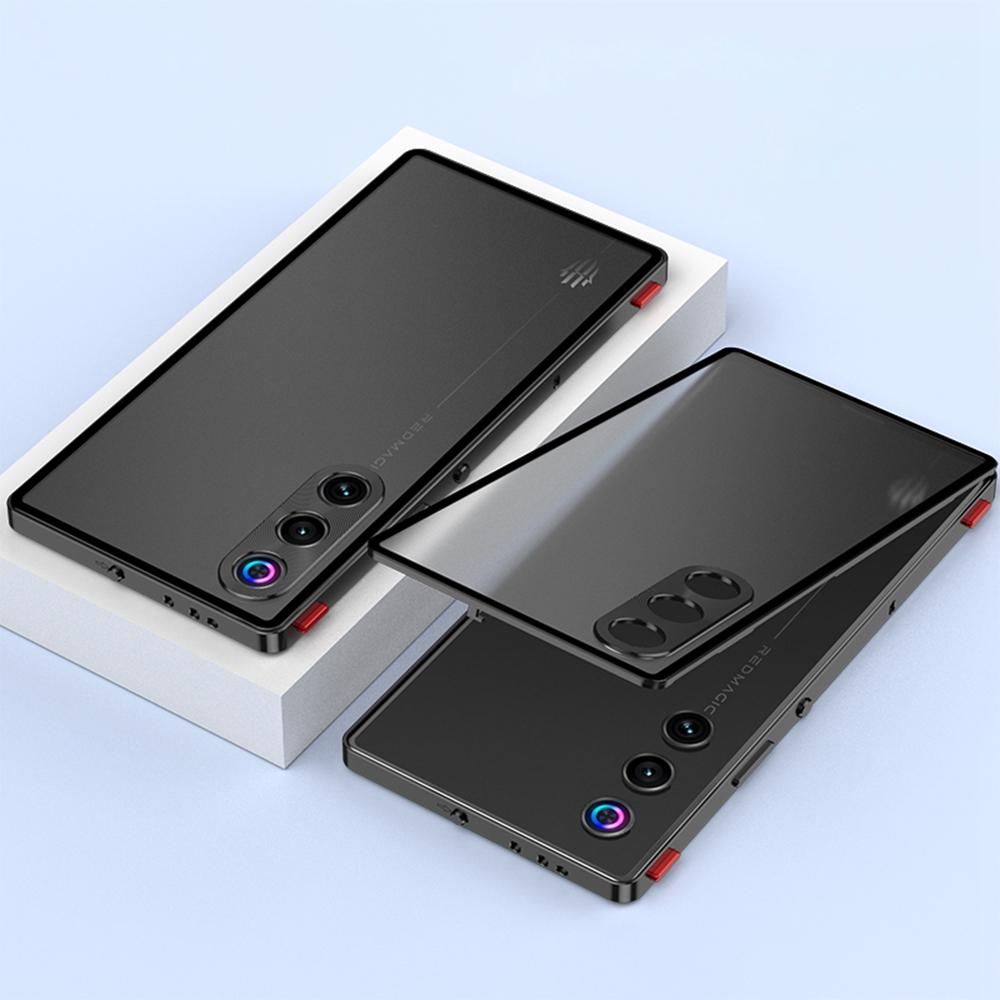 For ZTE nubia Redmagic 10 Air 5G Case Metal Frame Matte PC Back Phone Cover with Snap Button