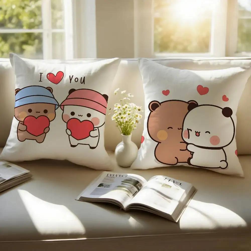 Cartoon Bubu & Dudu Lovely Pillow Case Anti-dustmite Pillowcase Invisible Zipper Silky Short Plush Sofa Cushion Cover